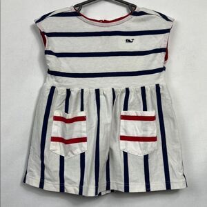 Vineyard Vines Navy and Red Striped Baby dress size 6-9 months